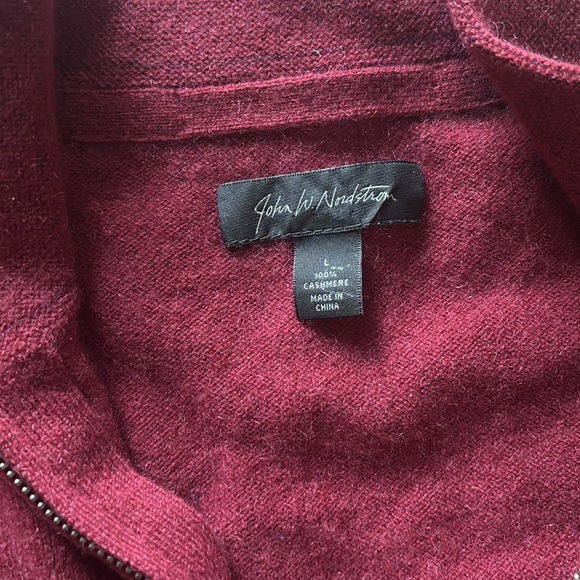 John W Nordstrom 100% Cashmere Zipper Mock Neck Red Sweater Men’s L - Picture 3 of 3
